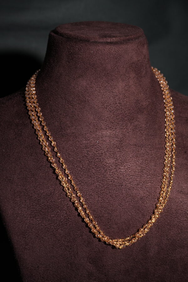 Three Layered Peach Crystal Chain Necklace