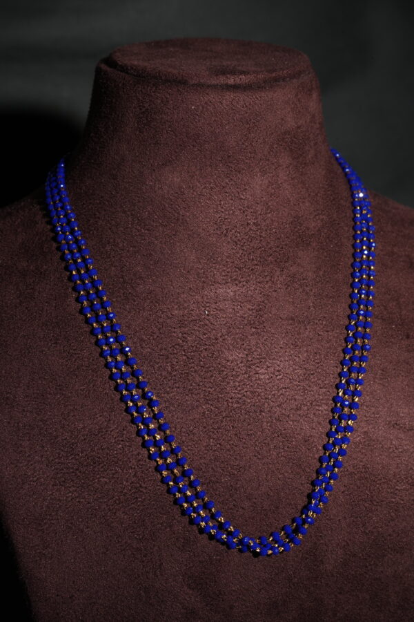 Three Layered Blue Crystal Chain Necklace