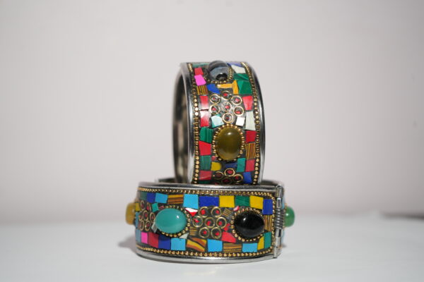 Multi coloured Tibetan Kadda with Multi-Coloured Onyx Stones