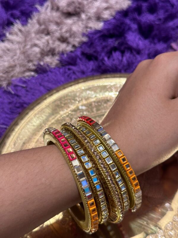 Multicoloured Crystal Kundan Bangles