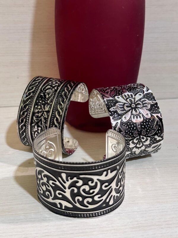 Silver Oxidised Cuff Bracelets