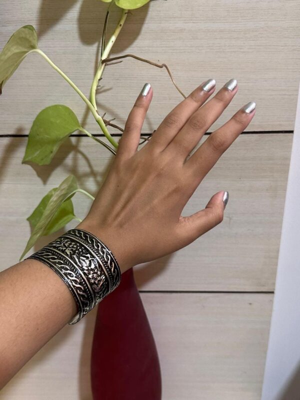 Silver Oxidised Cuff Bracelets - Image 4